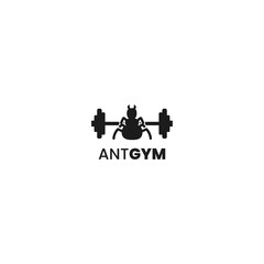 A strong and creative logo design featuring an ant lifting a dumbbell, symbolizing strength, fitness, and determination. Named Ant Gym, this logo is perfect for gyms, fitness centers, or sports brands