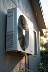 Air-source heat pump mounted near the house 