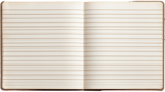 empty notebook with ruled pages isolated on white background