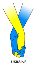 Flag of Ukraine in the form of holding hands
