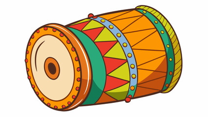 Vibrant Bedug Drum Islamic Festive Percussion Rich Colors Detailed Design Hand Drawn Illustration