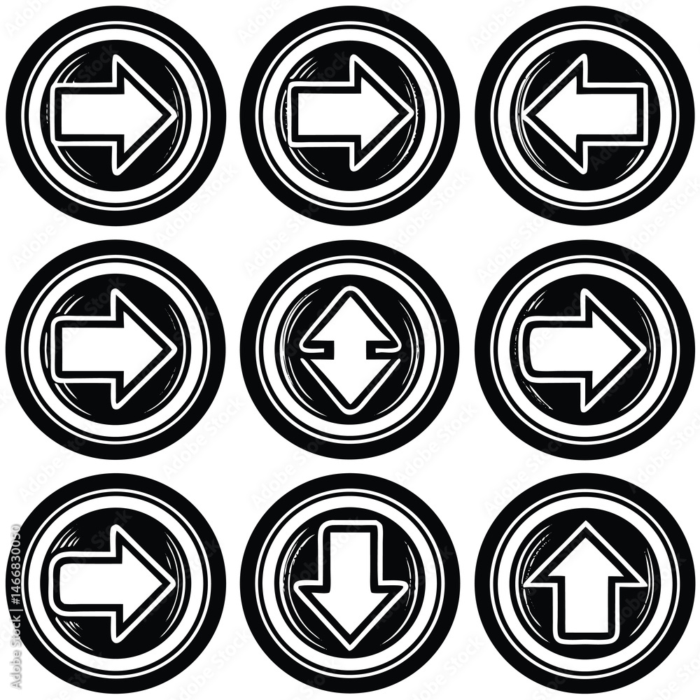 Poster set of buttons with arrows
