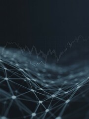 Obraz premium Abstract network structure with stock market graph overlay