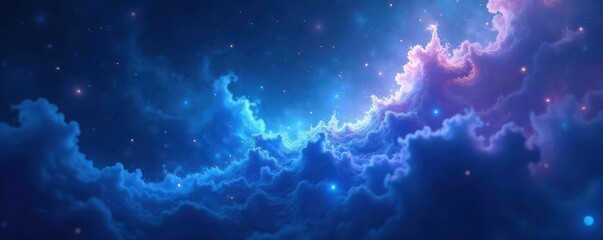 Obraz premium Abstract swirling blue light nebula, ethereal glow , texture, universe, ethereal