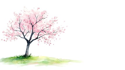 Obraz premium Watercolor floral tree blossoms in nature serene environment artistic viewpoint
