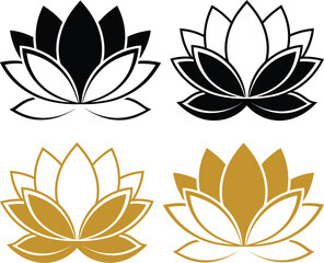 vector set of lotus flower