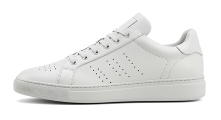 Stylish white leather sneaker isolated on white background
