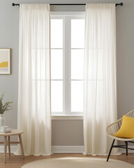white drapes, sheer window covering, elegant textiles, light filtering curtain, bedroom atmosphere, luxury home, bright interior, soft window light, airy ambiance, serene bedroom, soft furnishing,