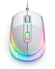 White Gaming Mouse with RGB Lighting&mdash;Sleek and Modern Design for Precision and Style