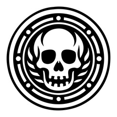 A solid style icon of skull coin symbol