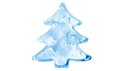 Christmas tree made of ice isolated on transparent background
