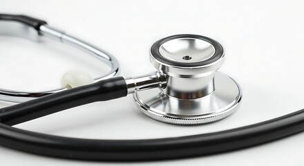 Close-up of a stethoscope on a white surface
