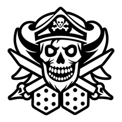A filled style icon of sword skull symbol