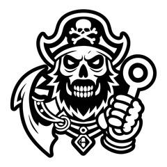 A solid style icon of pirate hook tattoo