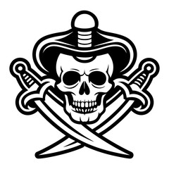 A glyph style icon of pirate skull tattoo