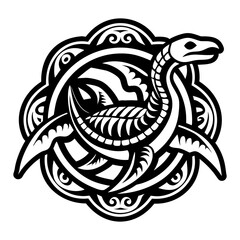 A solid style icon of plesiosaurus symbol