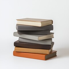 Stack of colorful books isolated on white background