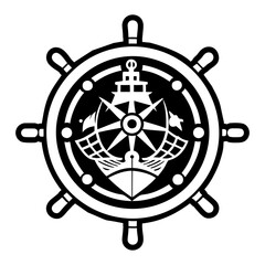 A solid style icon of ship wheel tattoo
