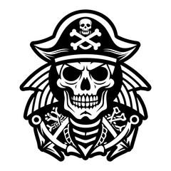 A glyph style icon of dead pirate tattoo