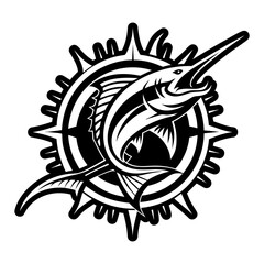 A filled style icon of swordfish symbol
