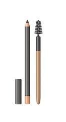 Eyebrow pencil with brush flat illustration