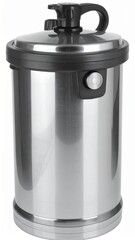 Stainless Steel Pressure Cooker with Steam Valve on Isolated Background