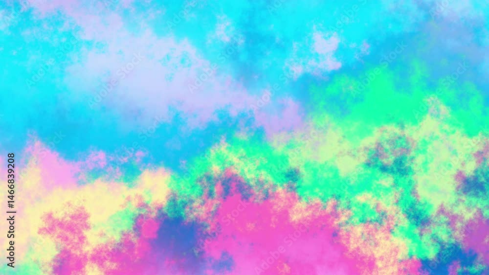 Poster Seamless abstract psychedelic wavy background for loop playback. 4k video. Cloudy nebula background. Natural retro colors.