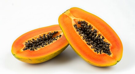 Sliced Papaya Halves: Tropical Fruit Freshness