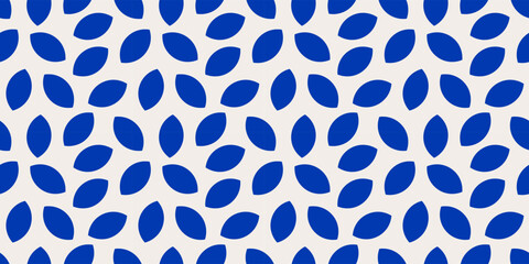 Blue leaves seamless pattern. Vintage cobalt color leaf wallpaper. Vector illustration