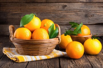 Fresh citrus fruits in a basket