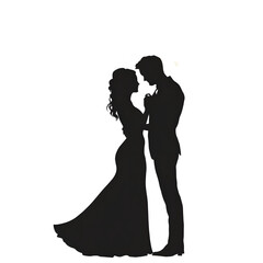silhouette of bride and groom