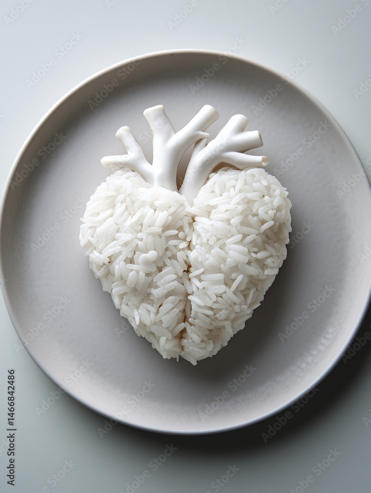 Poster creative artistic representation of a heart shaped object on a plate showcasing minimalist design an