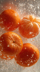 Fresh Orange Mandarin Segments in Splashing Water	