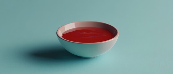 Ketchup in a Bowl Still Life Close Up on Blue Background Delicious Condiment Food Photography Studio Shot Simple Composition