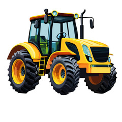 Obraz premium yellow tractor isolated on white vector logo graphic design