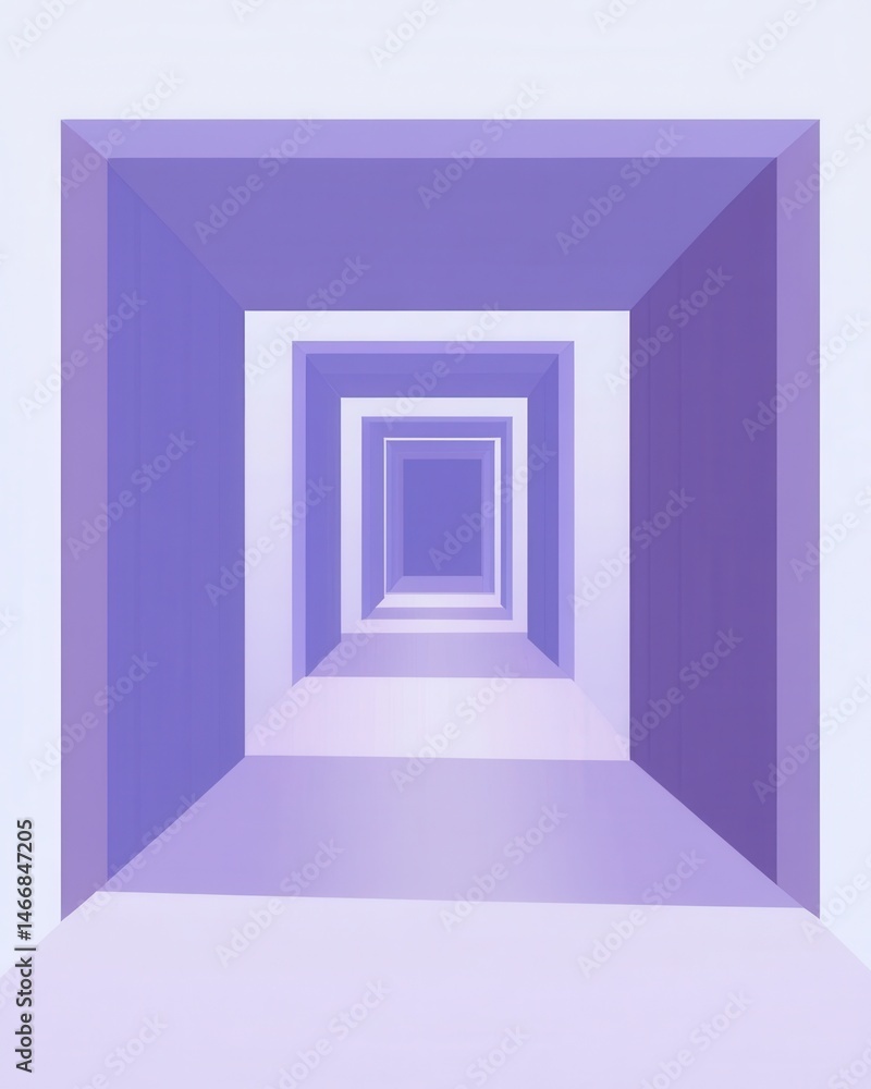 Poster abstract purple perspective view of square frames receding into distance creating tunnel effect mini