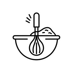 Whisk and Mixing Bowl – Bold Line Cooking Icon
