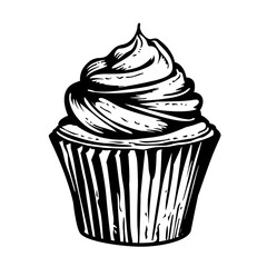 Cupcake with Frosting – Thick Line Dessert Icon