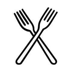 Crossed Fork and Knife – Thick Black Ink Line Food Icon