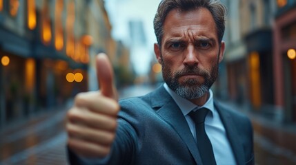 Obraz premium Businessman giving a thumbs up
