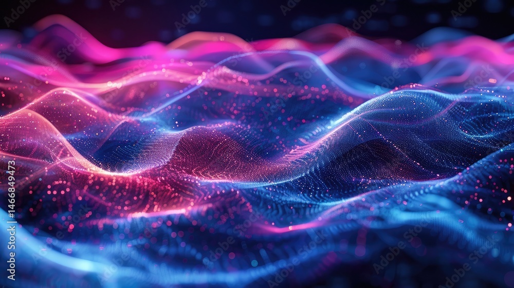 Aufkleber abstract picture colorful light particle with digital technology style design connecting become dyna