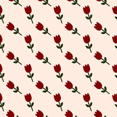 Red Tulips Seamless Pattern Design Floral Pattern Seamless Flower Pattern