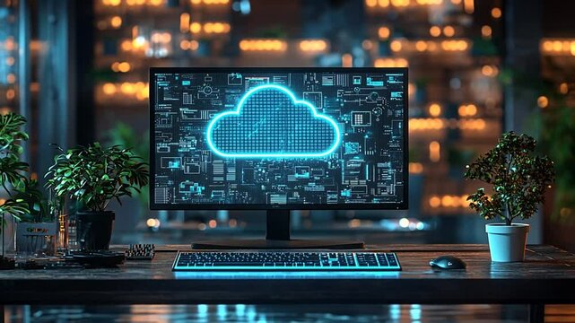 Cloud computing modern computer display