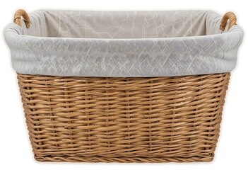 Obraz premium Wicker Basket with Fabric Liner for Storage Organization