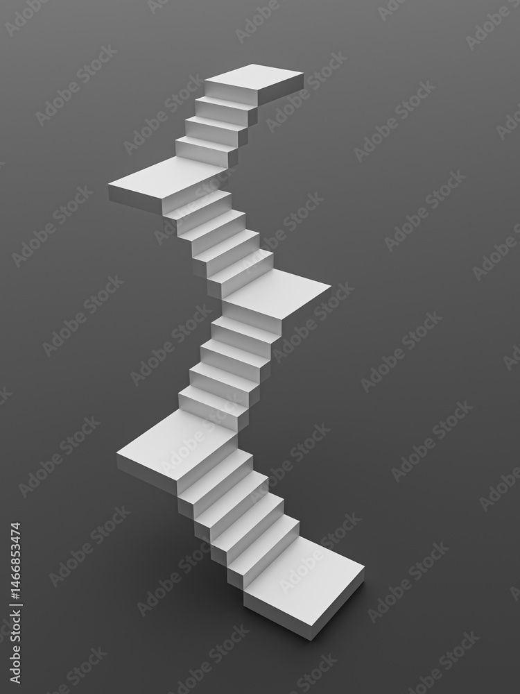 Poster abstract 3d staircase floating in empty dark space
