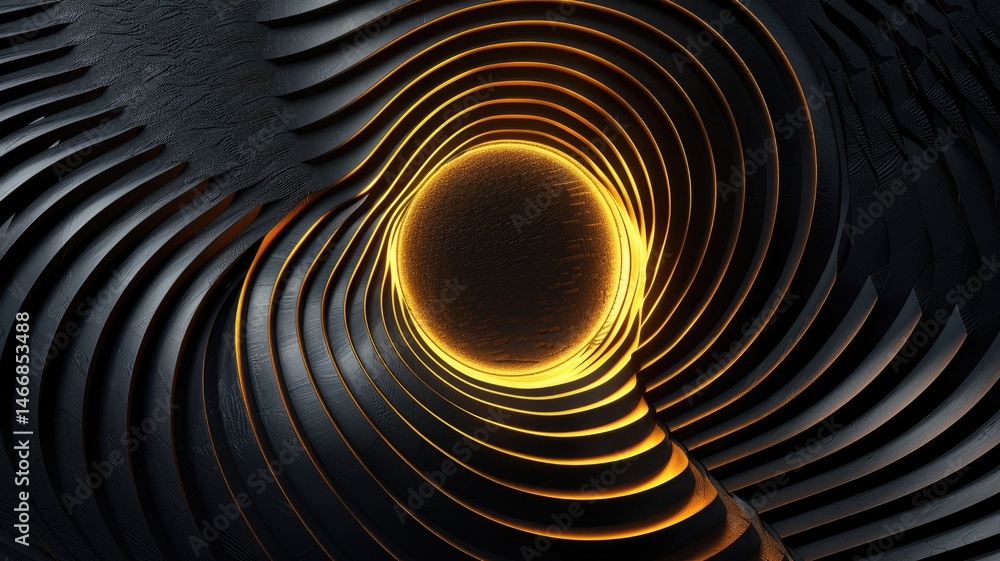 Poster elegant picture of gold light sparkling particles scattered across a deep black background, create a