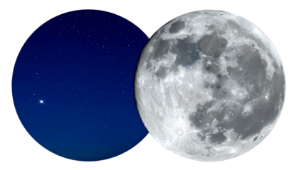 moon with spherical starry night isolated on transparent background