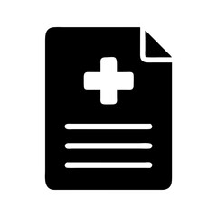 Medical report health document icon. Report with cross showing patient health data.