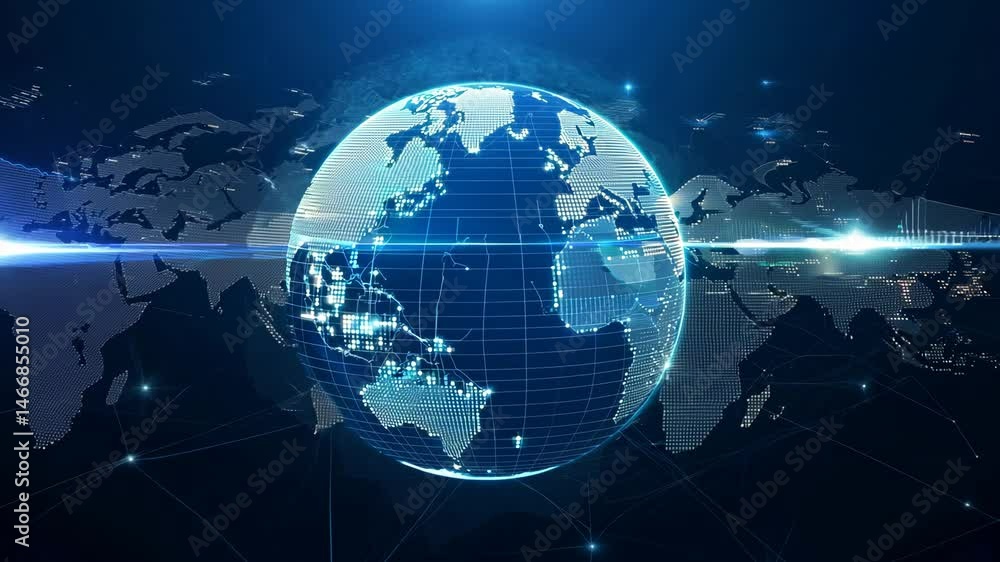 Poster digital globe earth map network connection abstract 4k.
