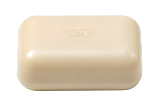 Beige Bar of Soap with Rounded Edges and Embossed Lettering transparent background
